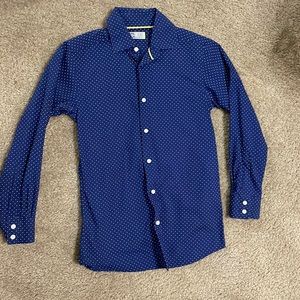 Boys Blue Polka Dot Dress Shirt